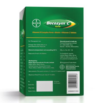 Becozym C Forte Tablet 15's - Supplements-Vam