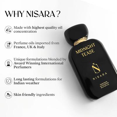 Nisara Midnight Tease Perfume Long Lasting Fragrance Floral Woody Musky Eau De Parfum For Women 50 ml - Women Perfumes (Edt/Edp)