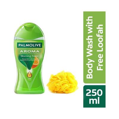 Palmolive Aroma Morning Tonic Body Wash Showergel Single Bottle with A Free Loofah 250 ml - Shower Gels & Body Wash