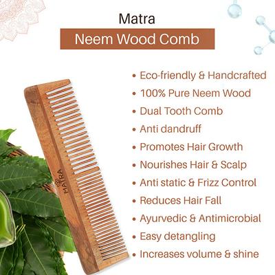 Matra Pure Neem Wood Comb Neem Comb - All Hair Types 1's - Hair Combs