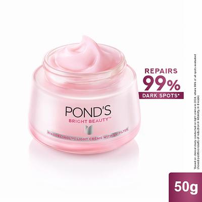 Pond's Bright Beauty Light Cream with UV Filter, Niasorcinol, Fades Dark Spots, Brightens Skin 50gm - Face Creams