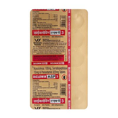 DICLOWIN ASP 3 Tablet 10's - Pain relief-Nsa