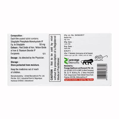 SITAGLIVAC 50 Tablet 7's - Diabetes-Ant