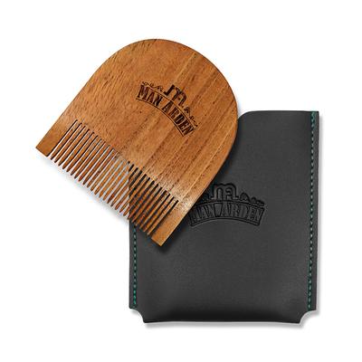 Man Arden Pure Neem Wooden U Shaped Beard Comb with Leather Pouch 1's - Beard Comb