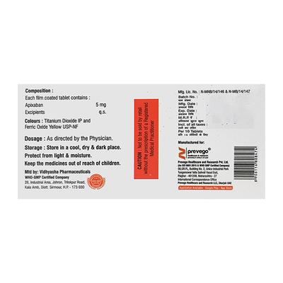 APIXAVAC 5 Tablet 10's - Blood Clot-Ant
