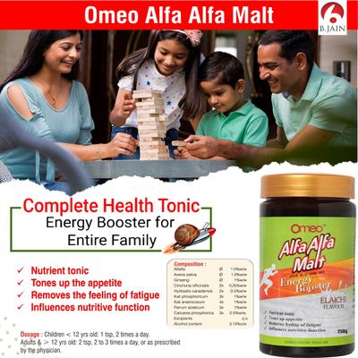 Bjain Omeo Alfa Alfa Malt Energy Booster - Elaichi Flavour 450 gm - Personal Care(Homeopathy)