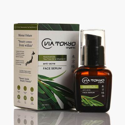 VIA TOKYO ORGANIC Niacinamide & Tea Tree Oil Vit C Face Serum, Anti - Acne, No Sulphates, No Paraben 30 ml - Face Serum