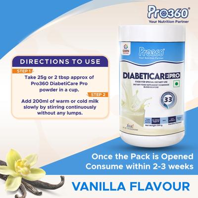 Pro360 Diabeticare Pro Protein Powder - Vanilla Flavour (Jar) 200 g - Diabetes (Fitness)