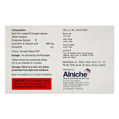 NUDIVAL XR 500mg Tablet 10's - Epilepsy/Convulsion-Ant