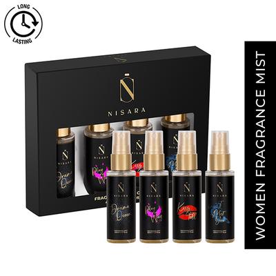 Nisara Long Lasting Fragrance Body Mist Spray Perfume Gift Set For Women 50ml each 4's - Body Mist/Spray