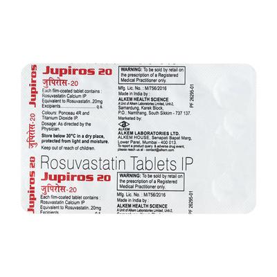 Jupiros 20mg Tablet 15'S - High Cholesterol-Dys