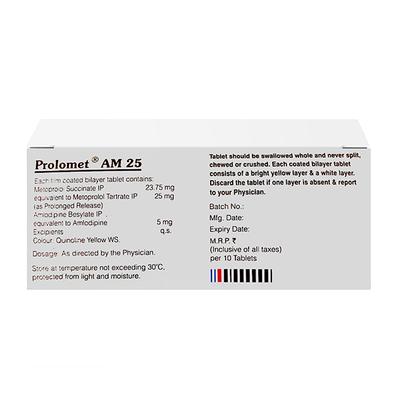 Prolomet AM 25mg Tablet 10'S - Hypertension-Bet