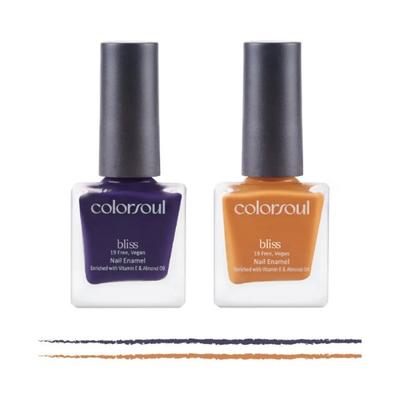 Colorsoul Bliss Vegan Nail Enamel, Indigo Wine, Lazy Honey, B09, B14 (Pack of 2 x 8 ml) 1's - Nail Polish