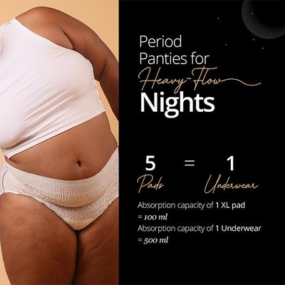 Carmesi Disposable Period Panties (XXl-3Xl), 360 degree All-Night Protection for Super Heavy Flow 4's - Panty Liners