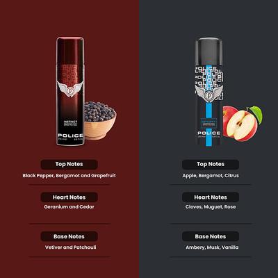 Police Instinct Deodorant Spray 200ml + Sport Deodorant Spray 200ml 2's - Men Deodorants/Roll-Ons