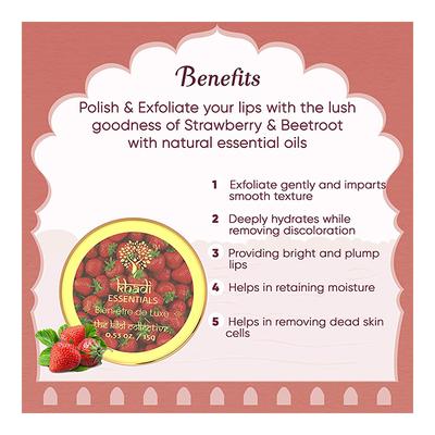 Khadi Essentials Lip Scrub - Strawberry & Beetroot 15 gm - Lip Scrubs