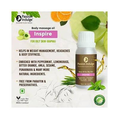Passion Indulge Inspire Body Massage Oil For Oily Skin Mood Elevation 100 ml - Massage Oils