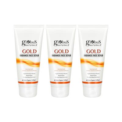 Globus Naturals Gold Radiance Anti Ageing & Brightening Face Scrub, 100gm each 2's - Scrubs & Exfoliants