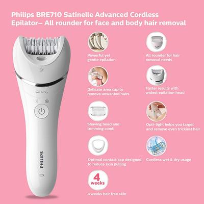 Philips Cordless Epilator-All-Rounder for Face and Body Hair Removal (BRE710/00) 1's - Hair Removal Accessories