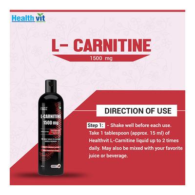 Healthvit L-Carnitine 1500 mg Liquid - Watermelon Flavour 450 ml - Bcaa Supplements