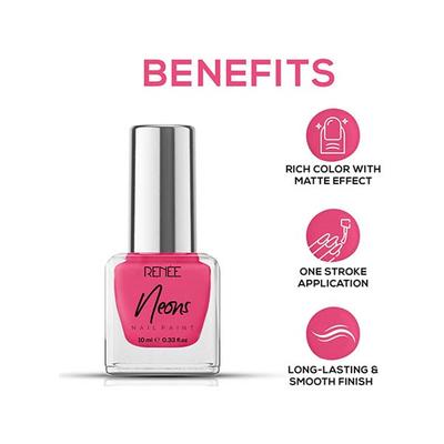 RENEE Neons Nail Paint - Pink Flare 10 ml - Nail Polish