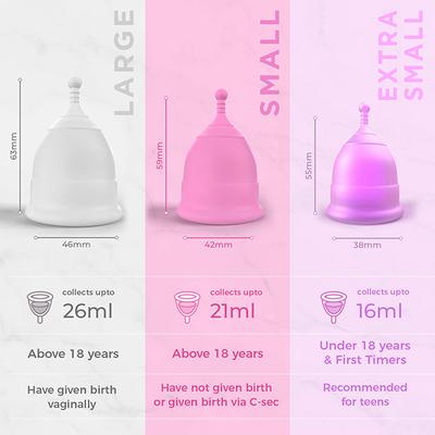 Pee Safe Reusable Menstrual Cup with Medical Grade Silcone for Women - Extra Small 1's - Menstrual Cups