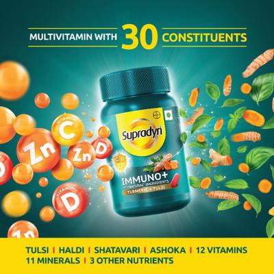 Supradyn Immuno+ Tablet - Turmeric + Tulsi 30's - Vitamin C