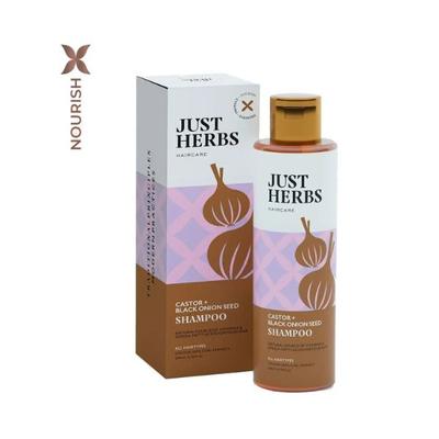 Just Herbs Haircare Castor + Black Onion Seed All Hair Types Shampoo 200ml - Shampoos
