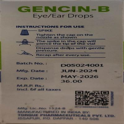 Gencin B Eye/Ear Drops 10ml - Eye Infections-Eaa