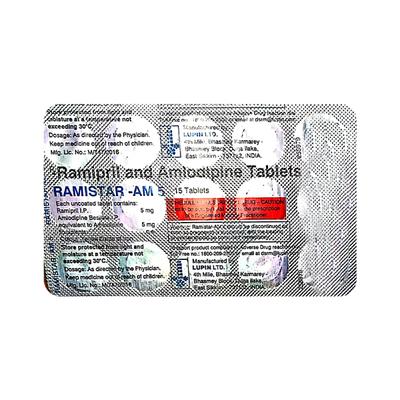 RAMISTAR AM 5mg Tablet 15's - Hypertension-ACE