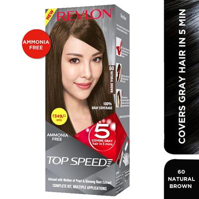 Revlon Top Speed Hair Color 60 Natural Brown (20gm+20gm+15ml) 1's - Crème