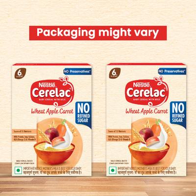 Nestle Cerelac Baby Food Cereal No Refined Sugar No Preservatives - Wheat Apple Carrot (For 6 to 24 Months Baby) 330 g - Baby And Infant Supplements