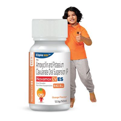 NOVAMOX CV ES ORANGE FLAVOUR 642.9mg Oral Suspension 50ml - Bacterial Infections-Pen