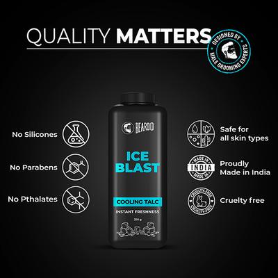 Beardo Instant Freshness Cooling Talc - Ice Blast 250 gm - Talcum Powders