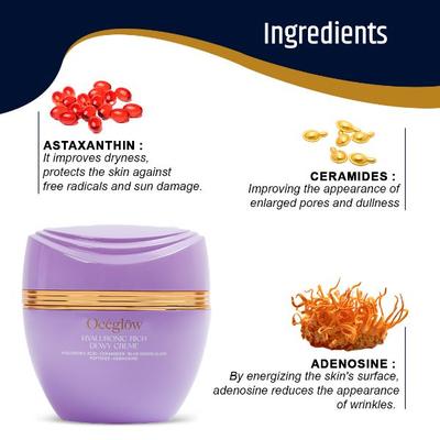 Oceglow Dewy Face Cream Moisturizer For Women, Plumps & Glow For Dry Skin With Ceramides & Hyaluronic Acid 50 gm - Day Cream