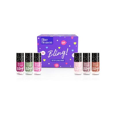 Blue Heaven Heaven Bling Nail Polish Combo, Pastel Shades (Pack Of 6) Long Lasting Chip Resistant, 48ml - Nail Polish