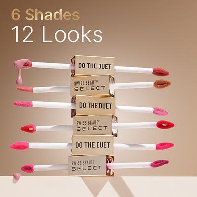 Swiss Beauty Select Do The Duet Lipstick, Matte Liquid Lipstick + Tinted Gloss Amber Nude 3 ml - Liquid Lipsticks