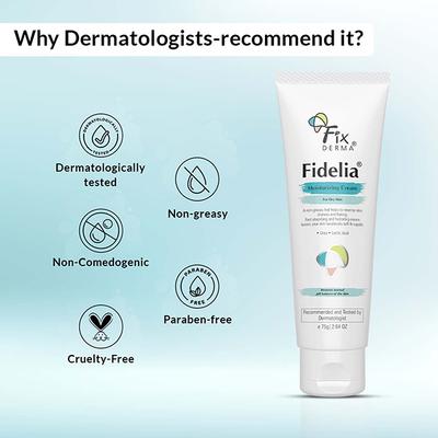 Fixderma Fidelia Moisturizing Cream, Daily Moisturizer for Dry and Chapped Skin 75 gm - Face Moisturizers