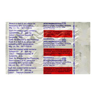 Gabapin 800mg Tablet 10'S - Neuropathic Pain-Dru