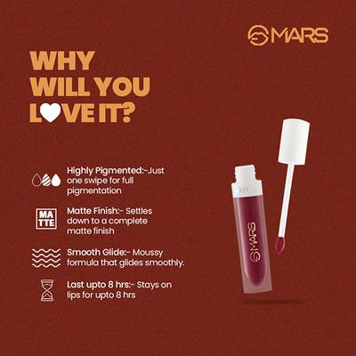 Mars Matte Lip Color, (Vacation Mood) 4.5 ml - Liquid Lipsticks