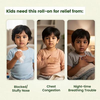 Baby Organo Ayurvedic Eucalyptus Oil Natural Cold Relief Roll-on 40 ml - Balms & Rubs