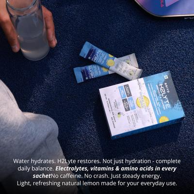 Briyo Daylift Hydration + Energy Electrolyte Drink Mix Sugar Free Sachets - Litro Lemon Flavour (Pack of 10 x 8 g) - Nutritional Supplement