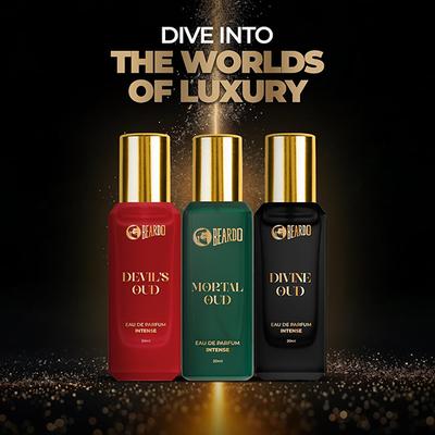 Beardo Three Worlds Of Oud Luxury Perfume Giftset Devil'S Oud Mortal Oud Divine Oud 20 Ml X 3 1's - Men Perfumes (Edt/Edp)