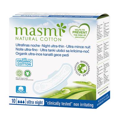 Masmi Natural Cotton Sanitary Pads - Ultra Night (Wings) 10's - Sanitary Napkins
