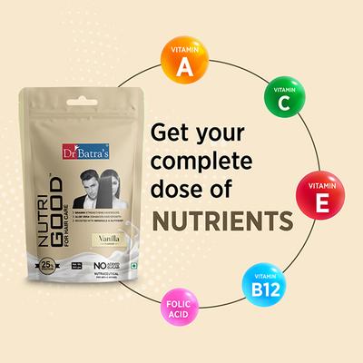 Dr Batra's NutriGood Pouch m Vanilla FlavouredFor Hair Care Nutraceutical for Men & Women 500 gm - Hair Serums
