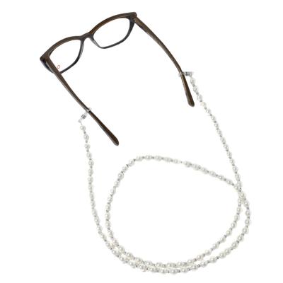 Modisch White Pearls With Small Silver Beads Sunglasses Chain (JC-1408-Silver) 1's - Wearables Sunglasses