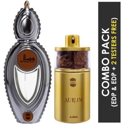 Ajmal Wisal EDP Floral Musky Perfume And Aurum EDP Fruity Floral Perfume 125 ml - Women Perfumes (Edt/Edp)