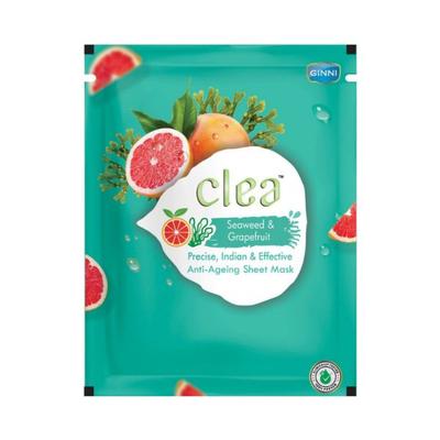 Clea Seaweed & Grapefruit Face Sheet Mask Anti-Ageing Face Sheet Mask Dermatologically Tested Made with Natural Actives 20 gm - Masks & Peels