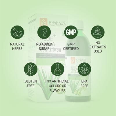 Krishna's Herbal & Ayurveda Aloe+Amla Juice 500 ml - Ayurvedic Juices