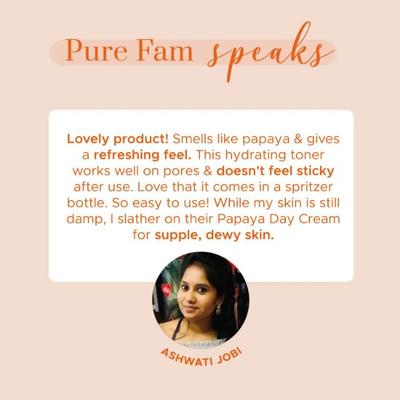 PureSense Natural Papaya Face Toner with Rose Water, Bamboo Water & Kakadu Plum for Daily Use 100 ml - Face Mists